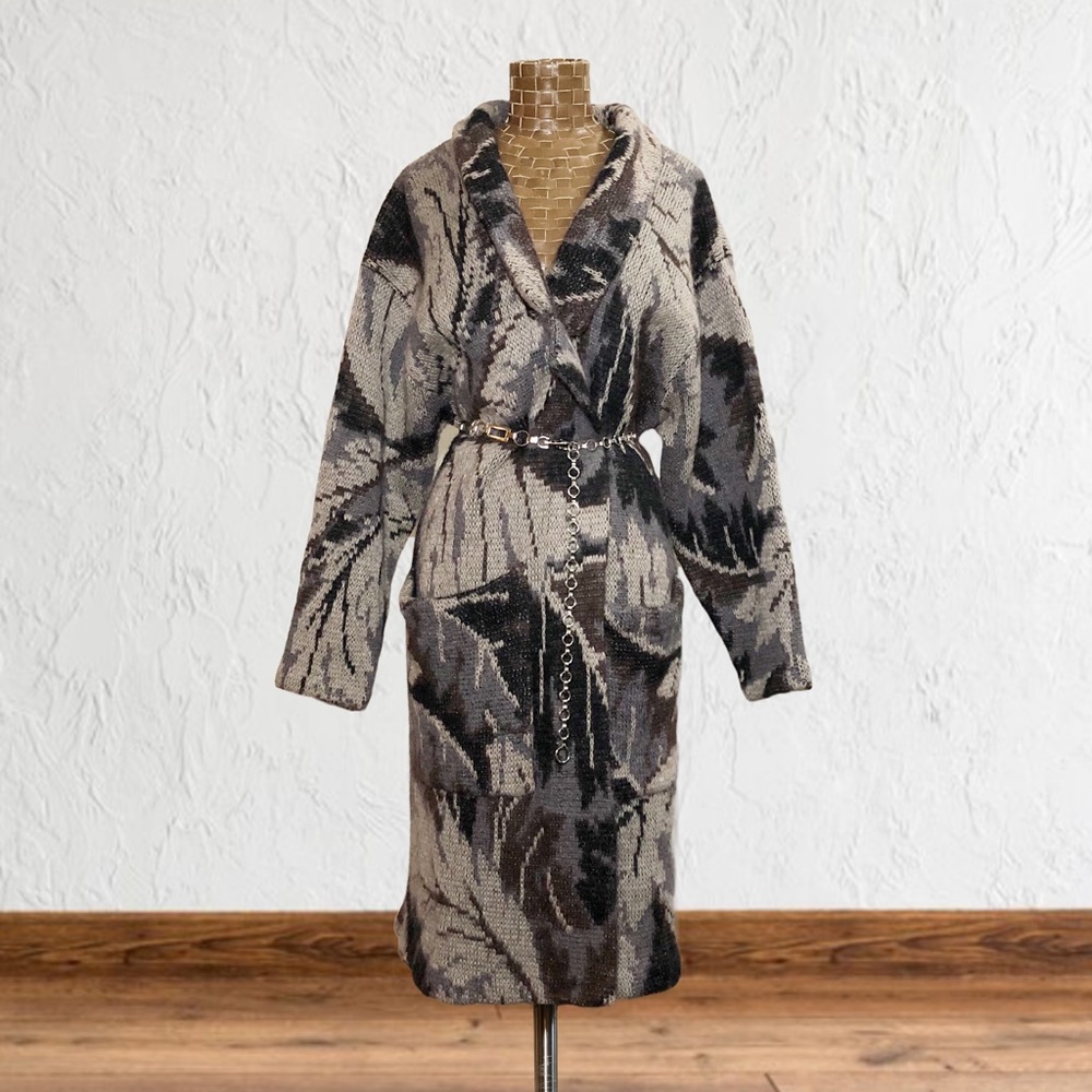 Vintage Wool & Mohair Long Open Front Cardigan